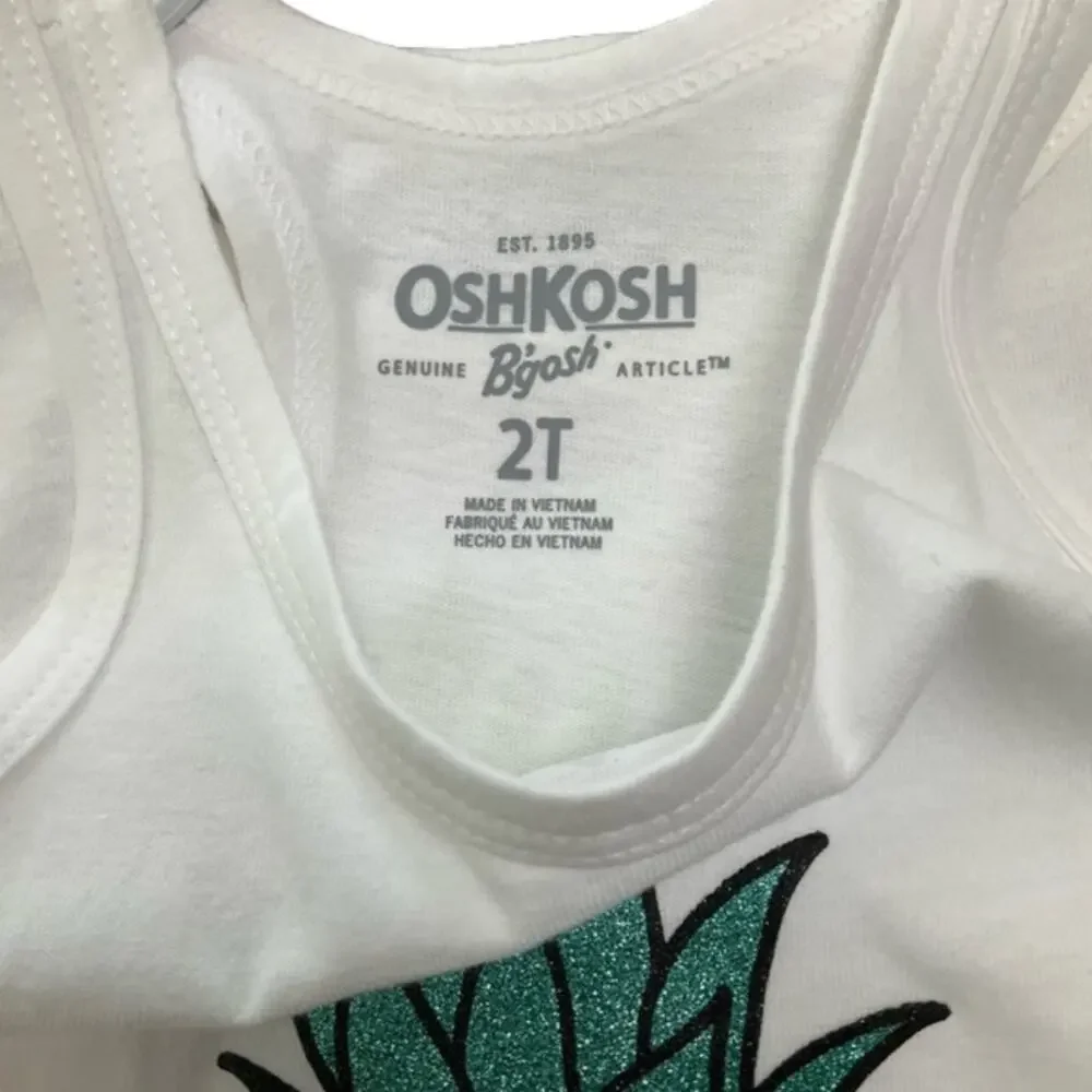 OshKosh B'gosh Girl’s White Tank Tops Pineapple Ice Cream Prints Size 2T NWT
